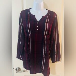 Luxe Burgundy Striped Maternity Button Down Shirt